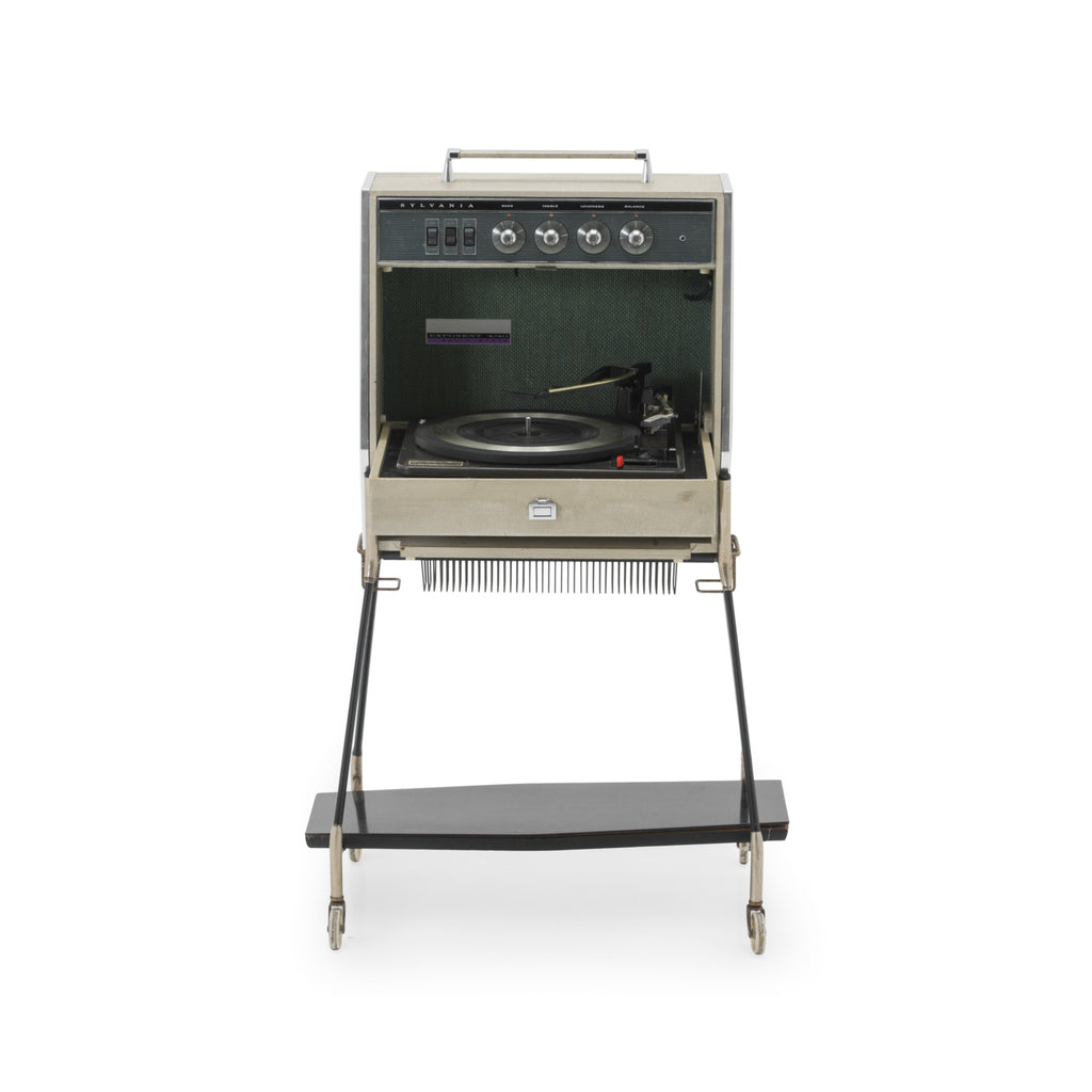 Beige Sylvania Turntable with Built In Speakers & Cart