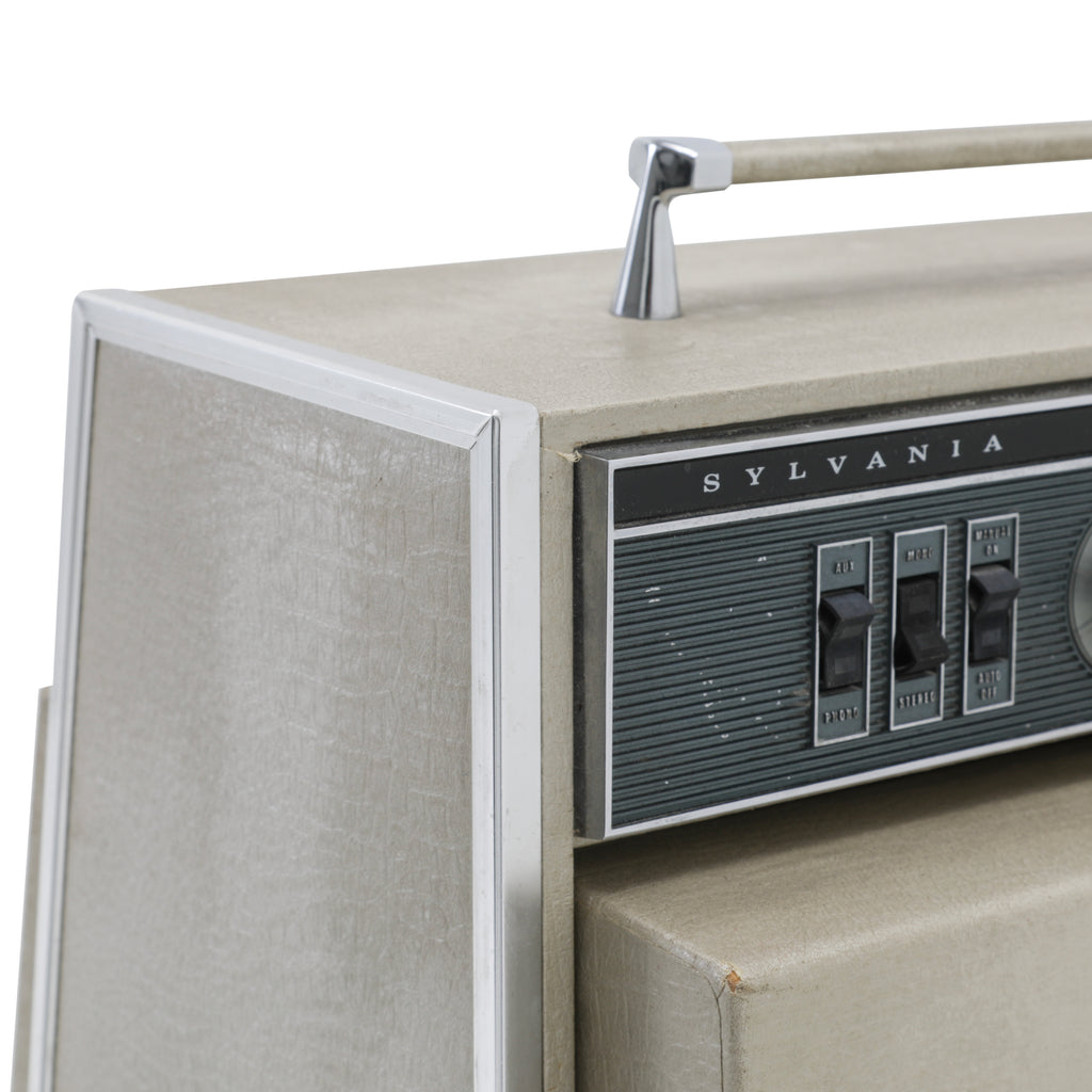 Beige Sylvania Turntable with Built In Speakers & Cart
