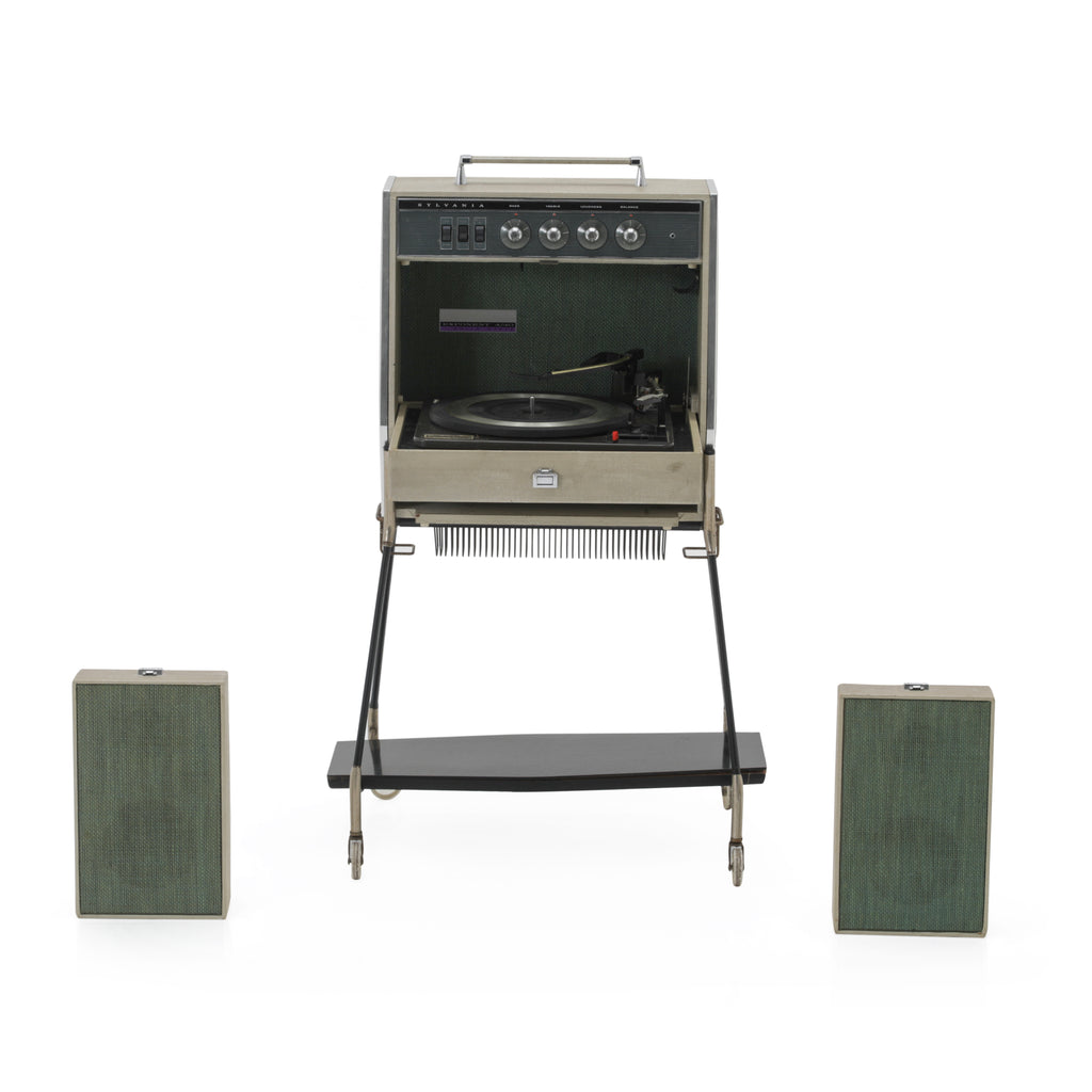 Beige Sylvania Turntable with Built In Speakers & Cart