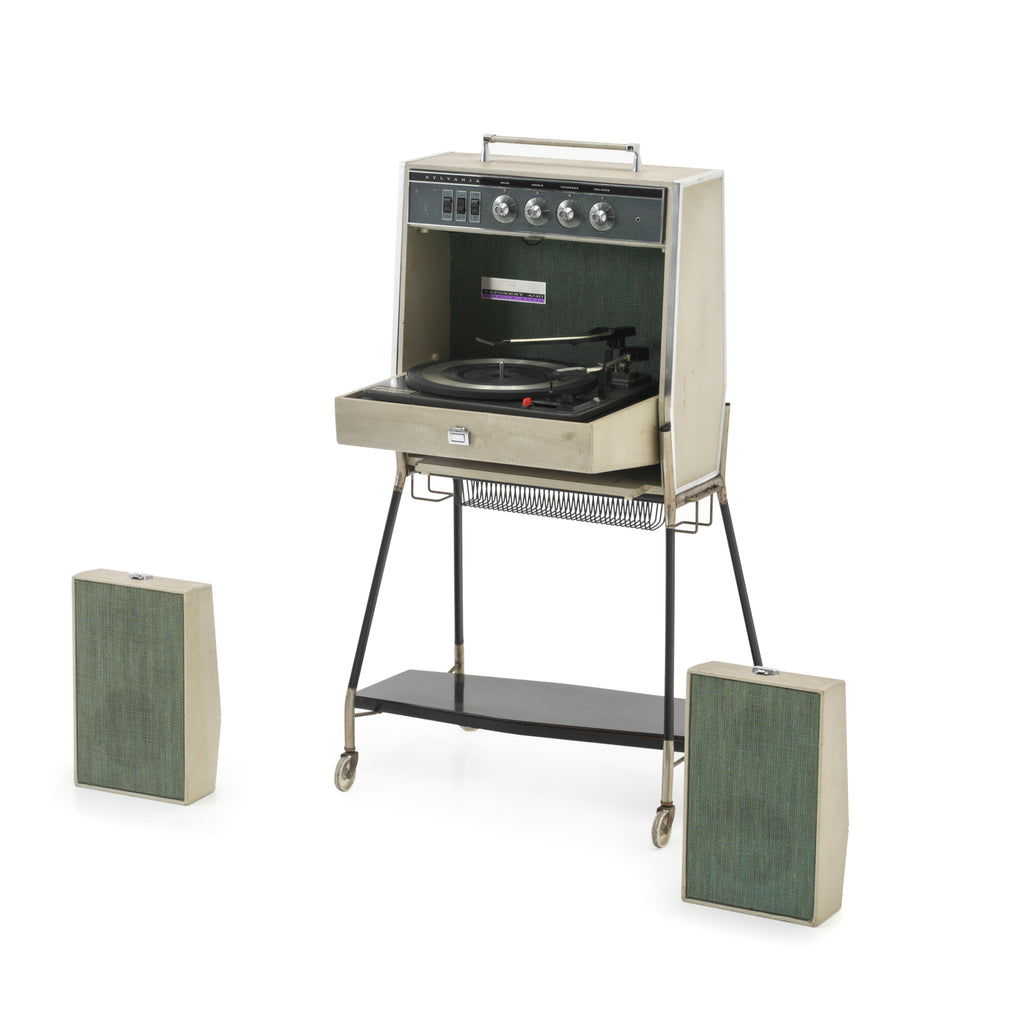 Beige Sylvania Turntable with Built In Speakers & Cart