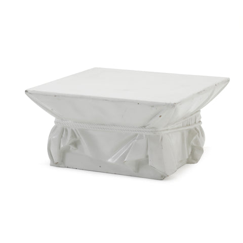 White Pedestal With Faux Cloth - Large