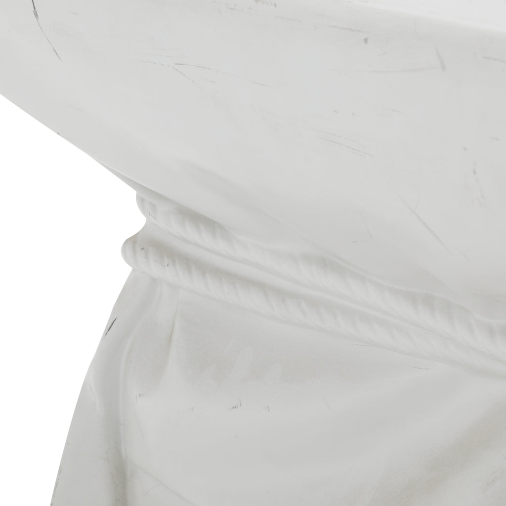 White Pedestal With Faux Cloth - Large