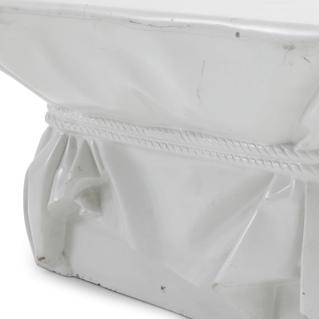 White Pedestal With Faux Cloth - Large
