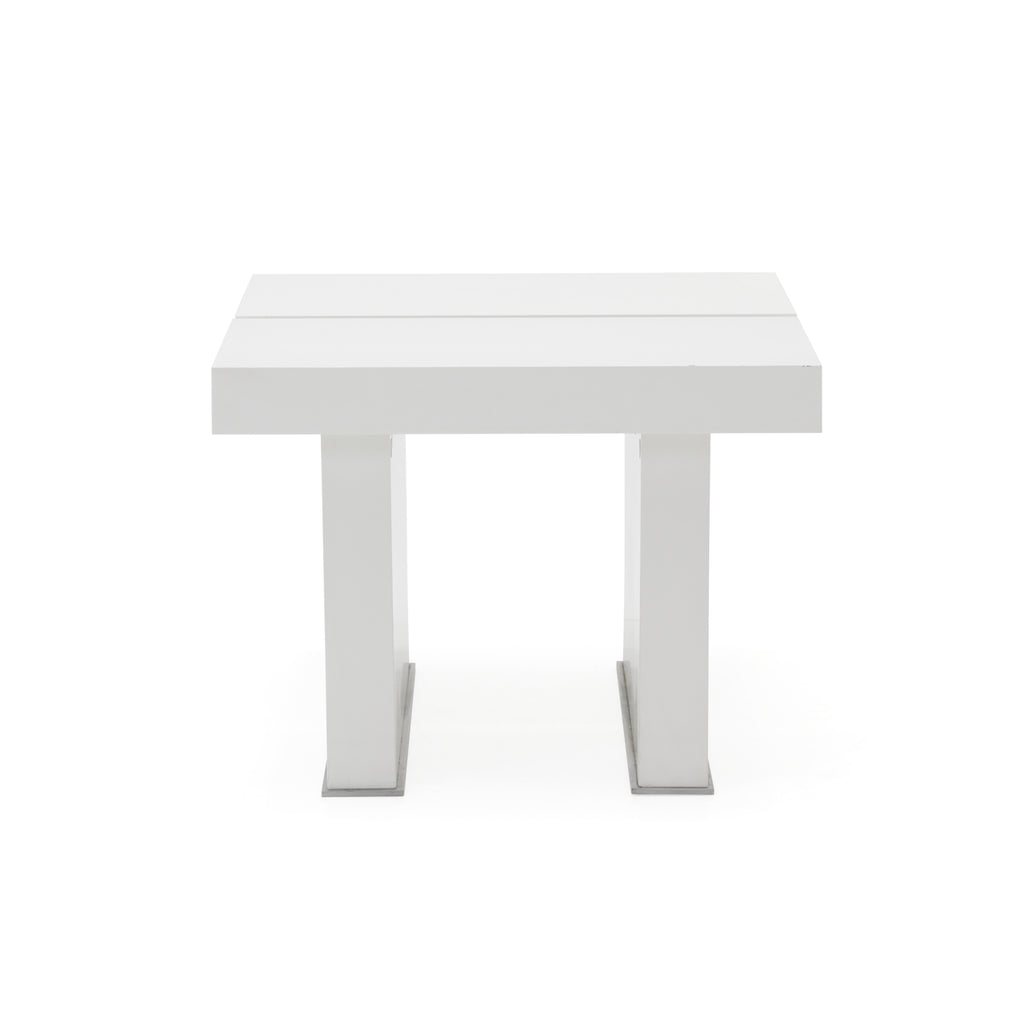 White Lacquer Split Side Table - Medium