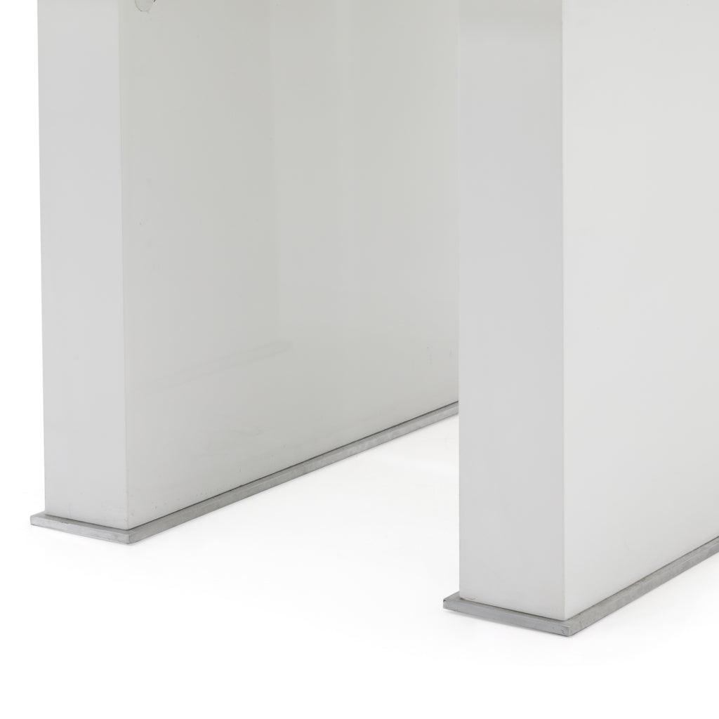 White Lacquer Split Side Table - Medium
