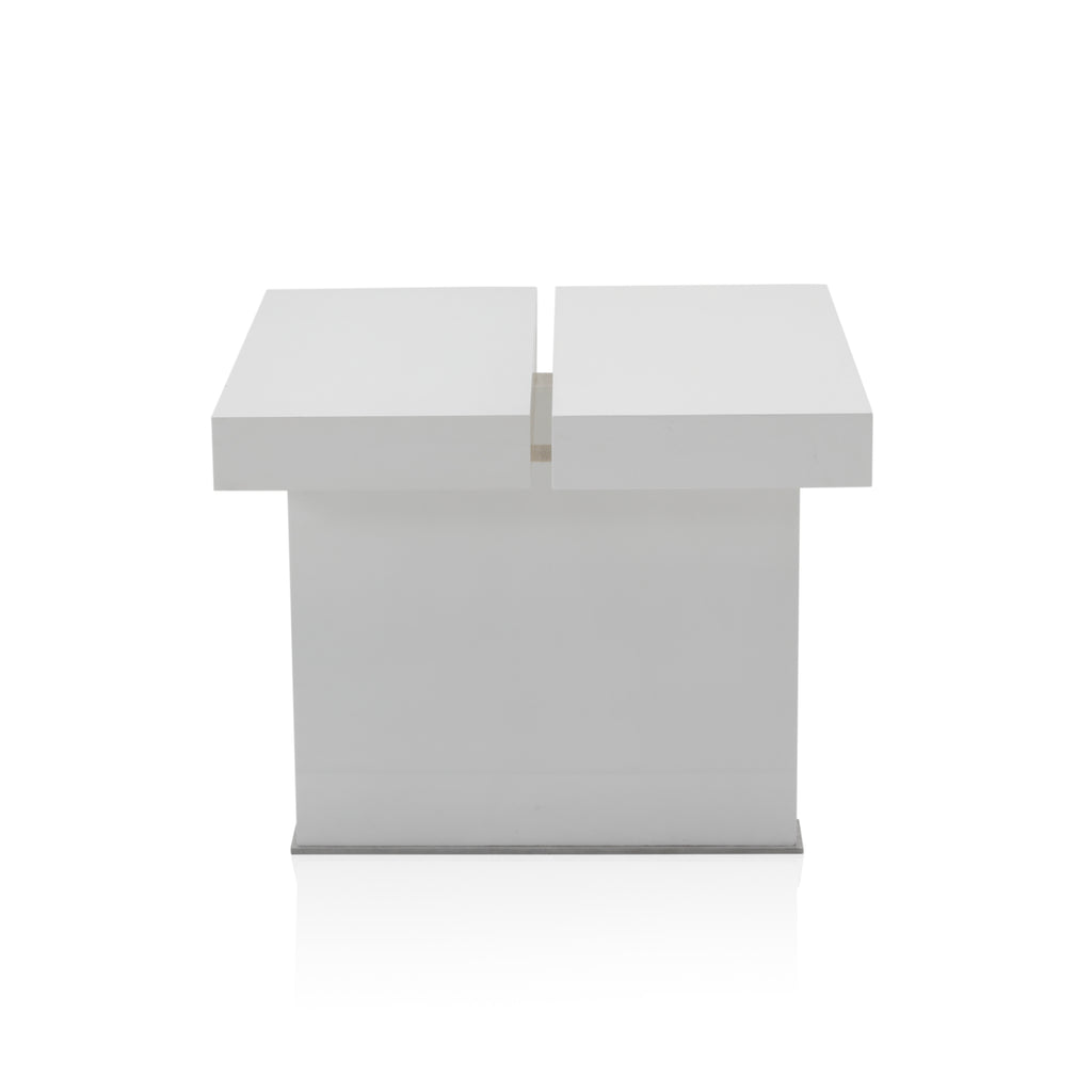 White Lacquer Split Side Table - Medium