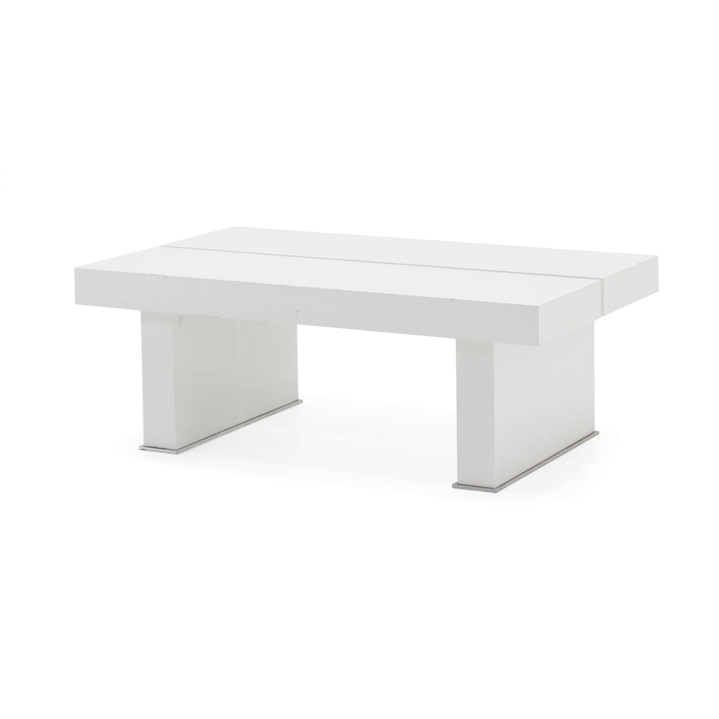 White Lacquer Split Side Table - Medium