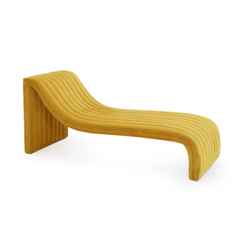 Yellow Velvet Wave Chaise