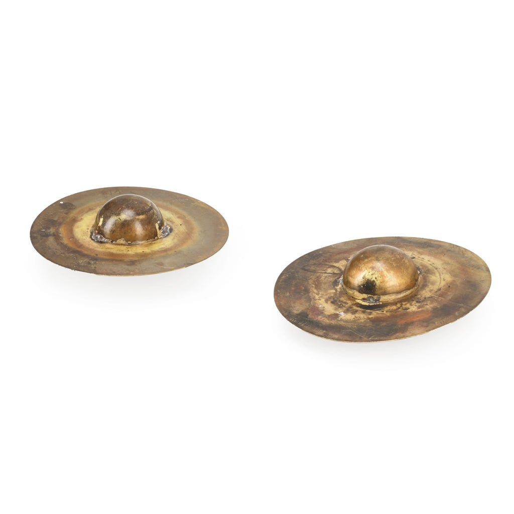 Small Brass Welded Saturn Sculpture Pair