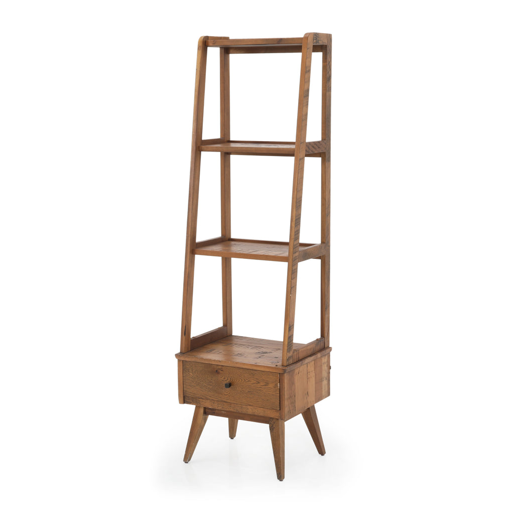 Slim Ladder Style Wood Shelf Unit