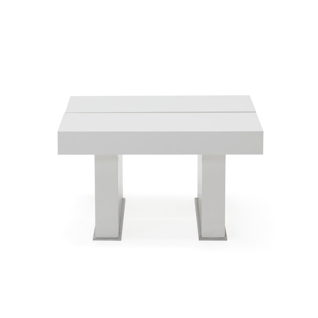 White Lacquer Split Side Table - Small