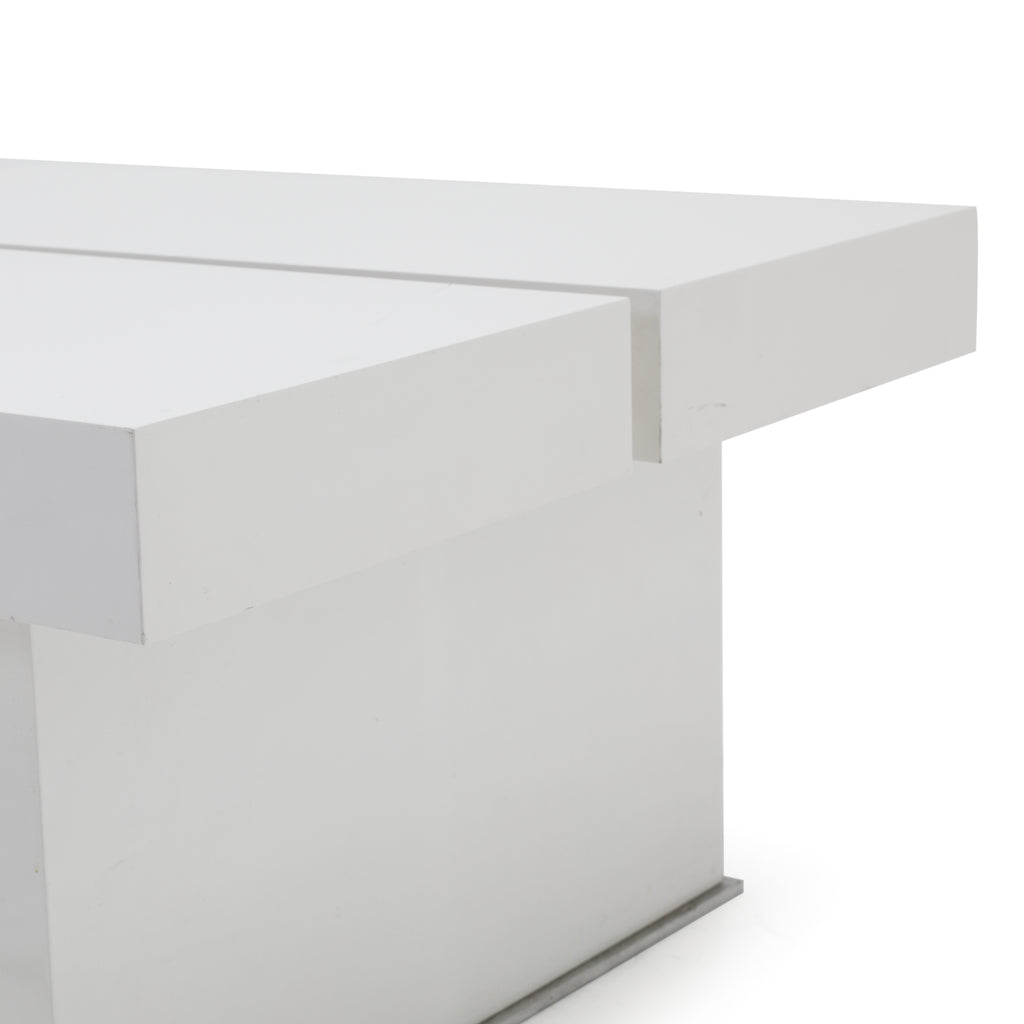 White Lacquer Split Side Table - Small