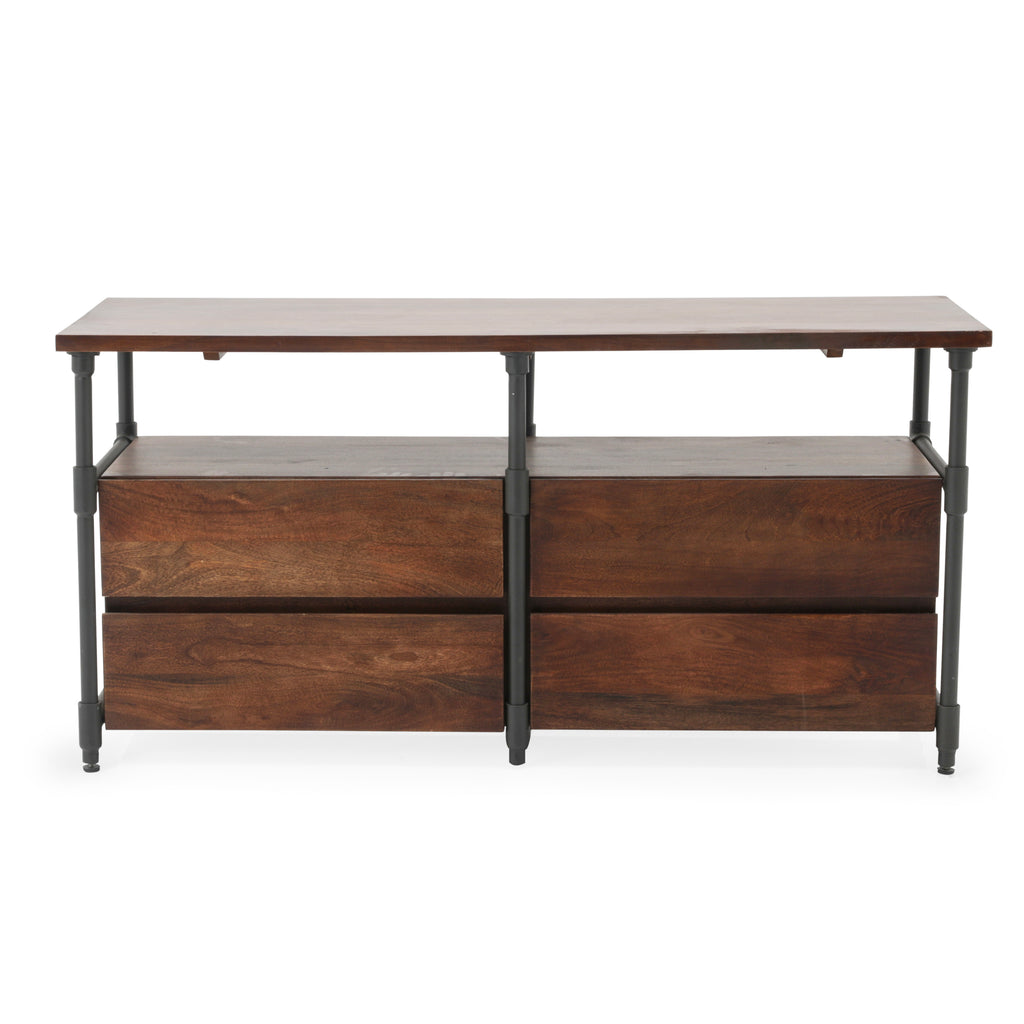 Wood Credenza with Metal Pipe Legs