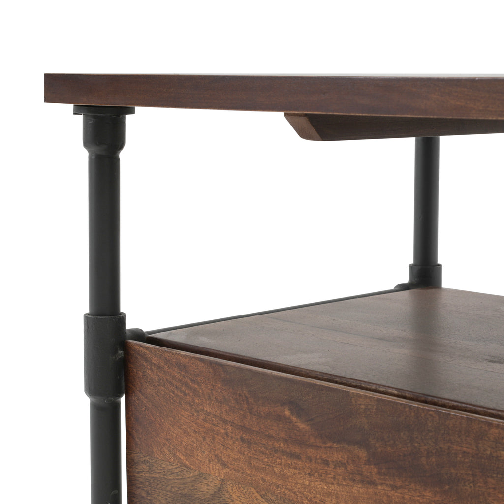 Wood Credenza with Metal Pipe Legs