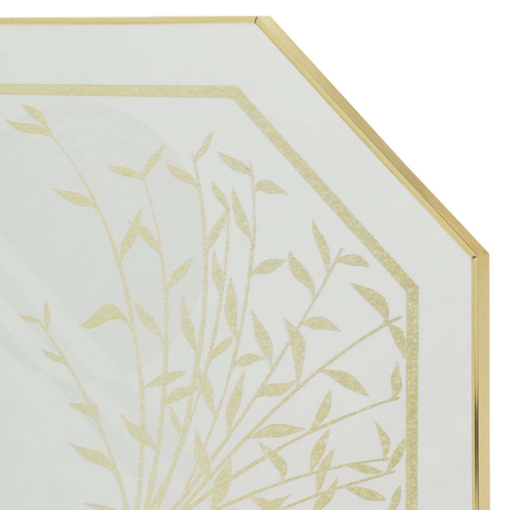Gold Framed Octagonal Leaves Mirror (A+D)
