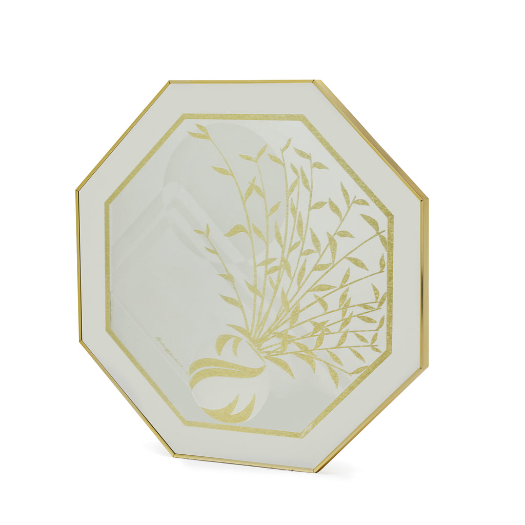 Gold Framed Octagonal Leaves Mirror (A+D)