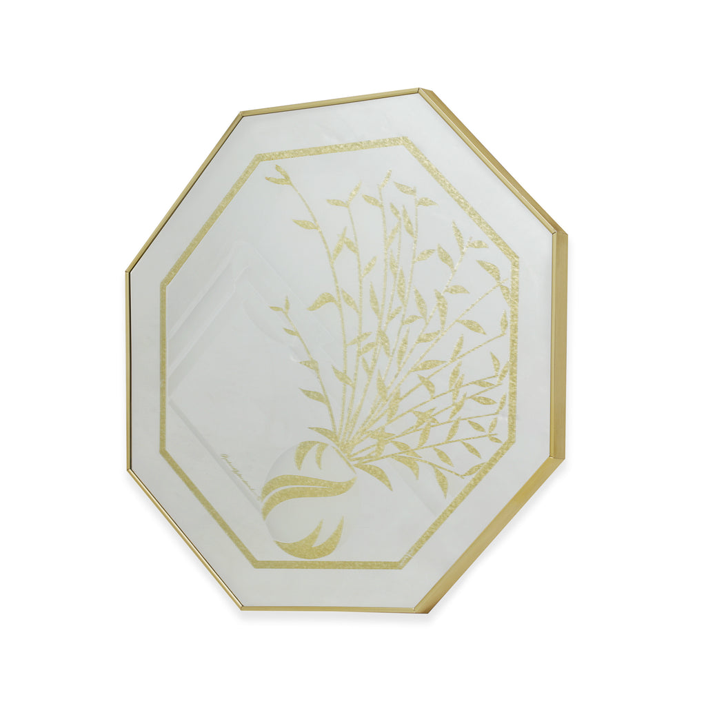 Gold Framed Octagonal Leaves Mirror (A+D)