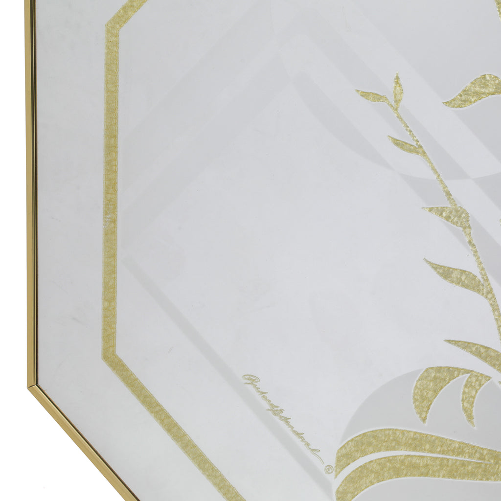 Gold Framed Octagonal Leaves Mirror (A+D)