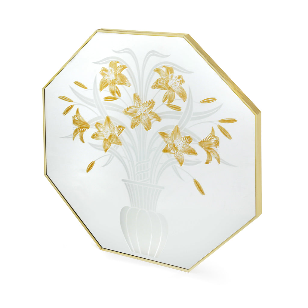 Gold Framed Octagonal Flower Vase Mirror (A+D)