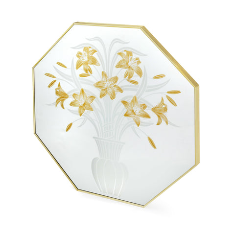 Gold Framed Octagonal Flower Vase Mirror (A+D)