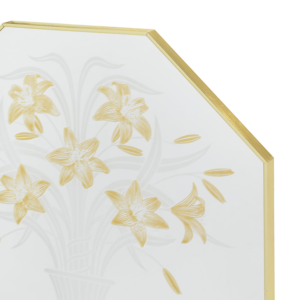 Gold Framed Octagonal Flower Vase Mirror (A+D)