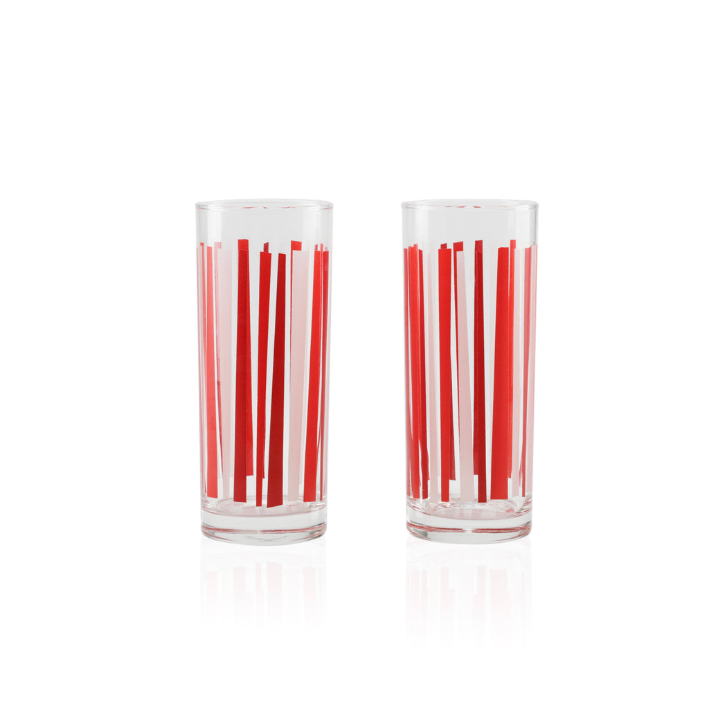 Red / White Stripe Glassware