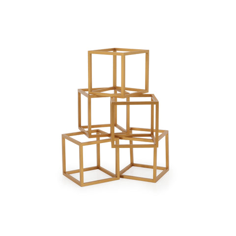 Gold Stacking Cube Floor Sculpture