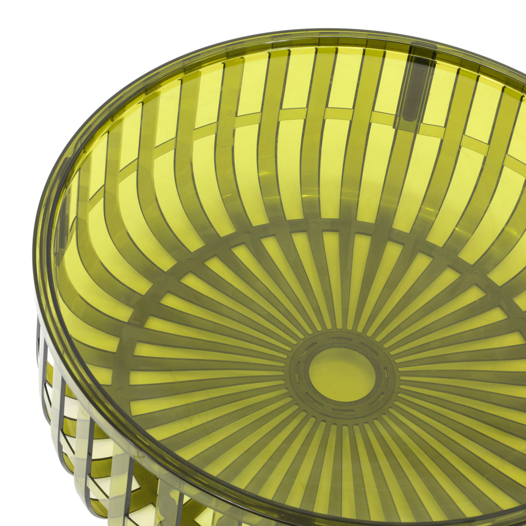 Dark Green Kartell Lucite Round Coffee Table