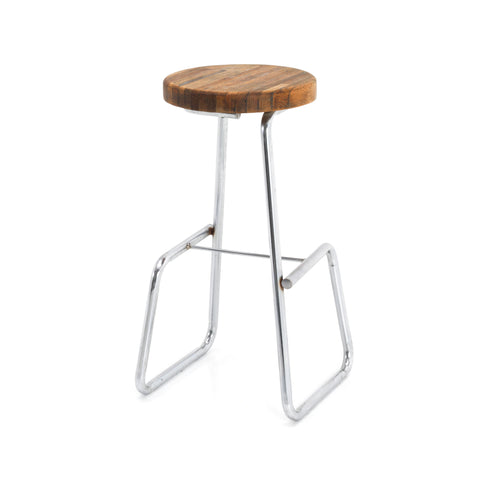 Wood Top Chrome Stool