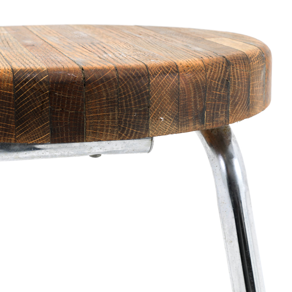 Wood Top Chrome Stool