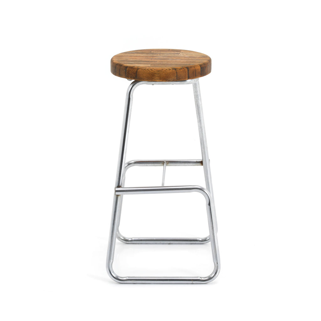Wood Top Chrome Stool