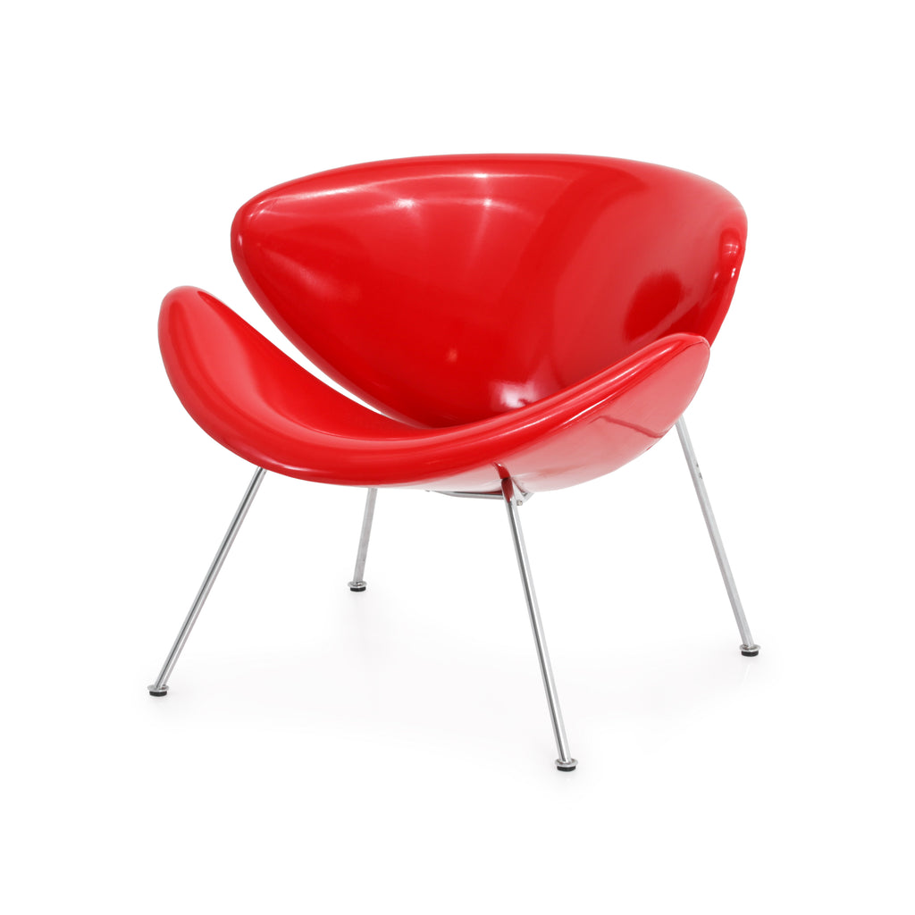 Glossy Red Paulin Oval Slice Chair