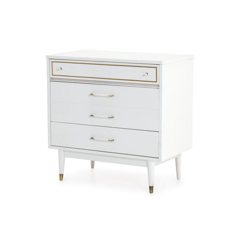 White and Gold Highboy Dresser