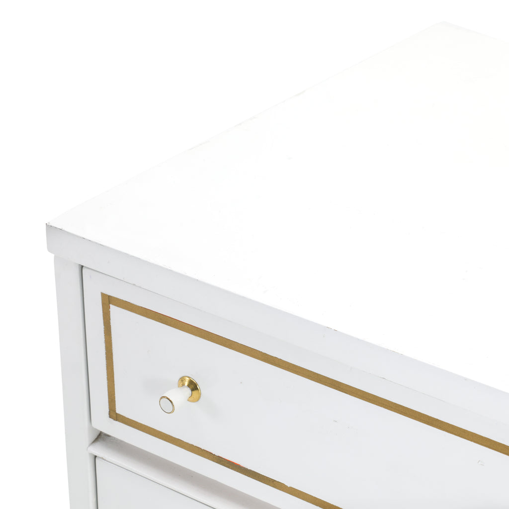 White and Gold Highboy Dresser