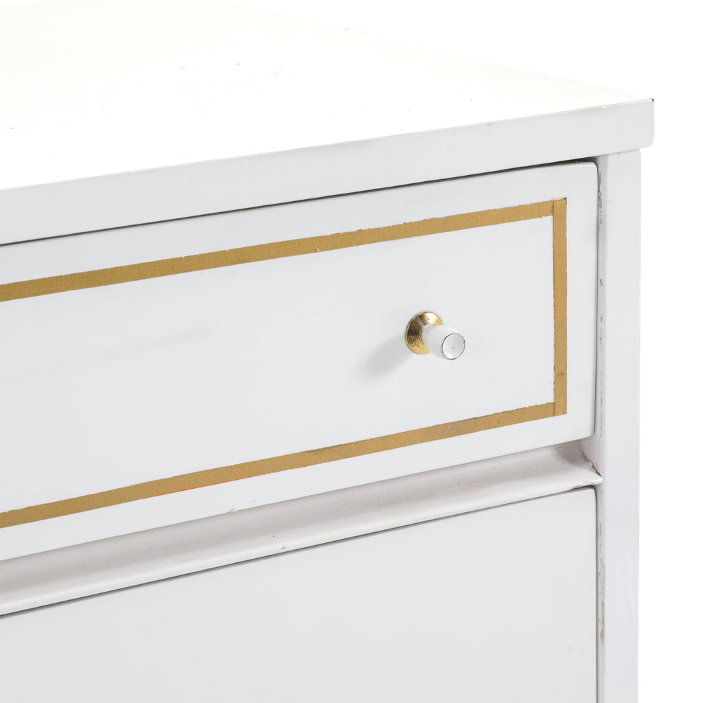 White and Gold Highboy Dresser