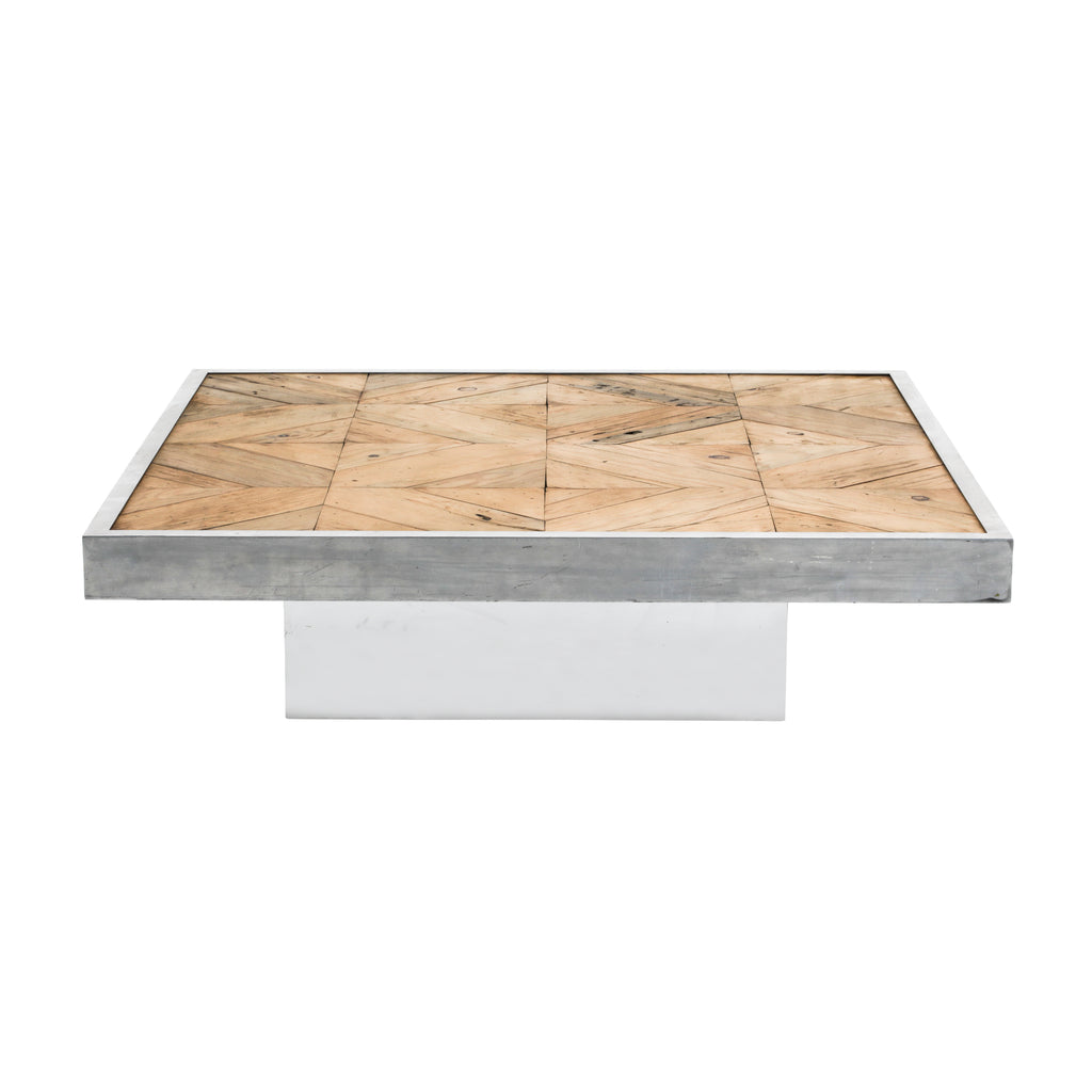 Large Wood Chrome Coffee Table