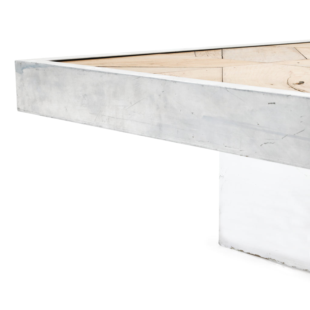 Large Wood Chrome Coffee Table