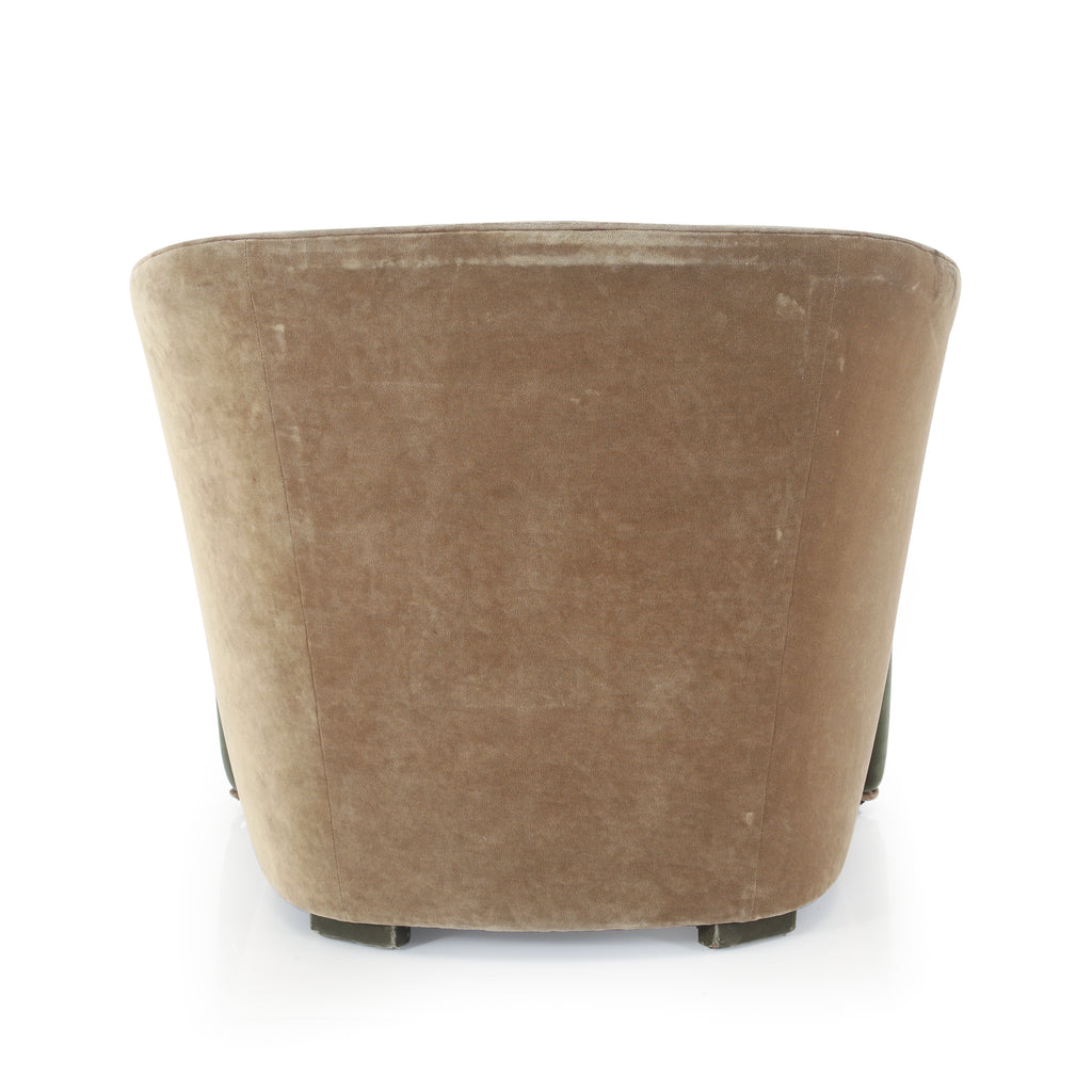 Green and Brown Suede Deco Arm Chair