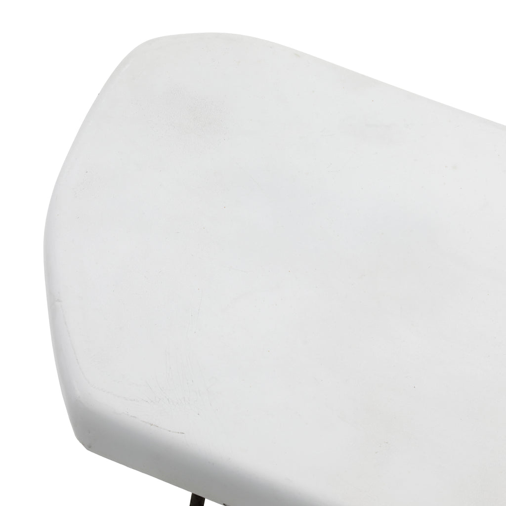 White Angled Bench w/ Black Metal Legs