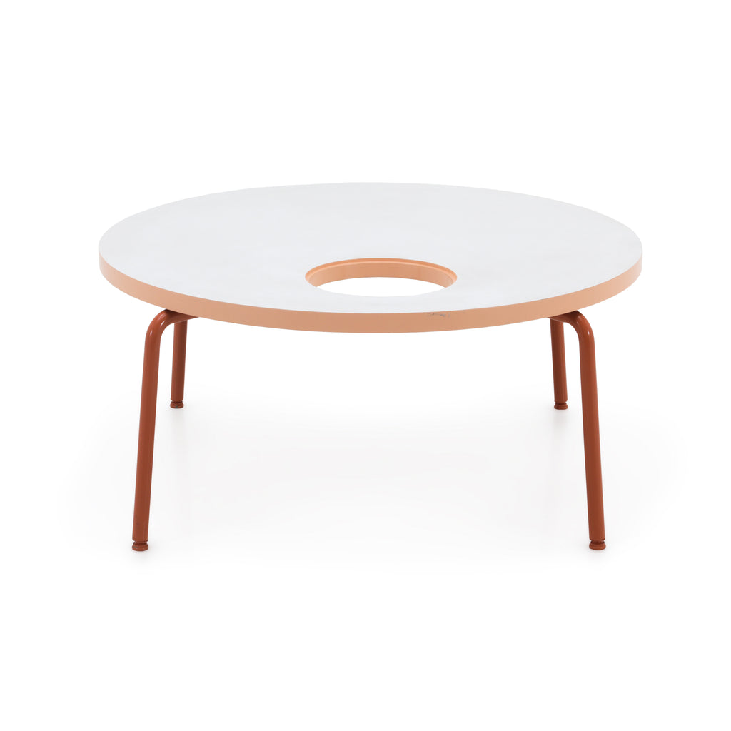 White / Peach Circle Cutout Coffee Table