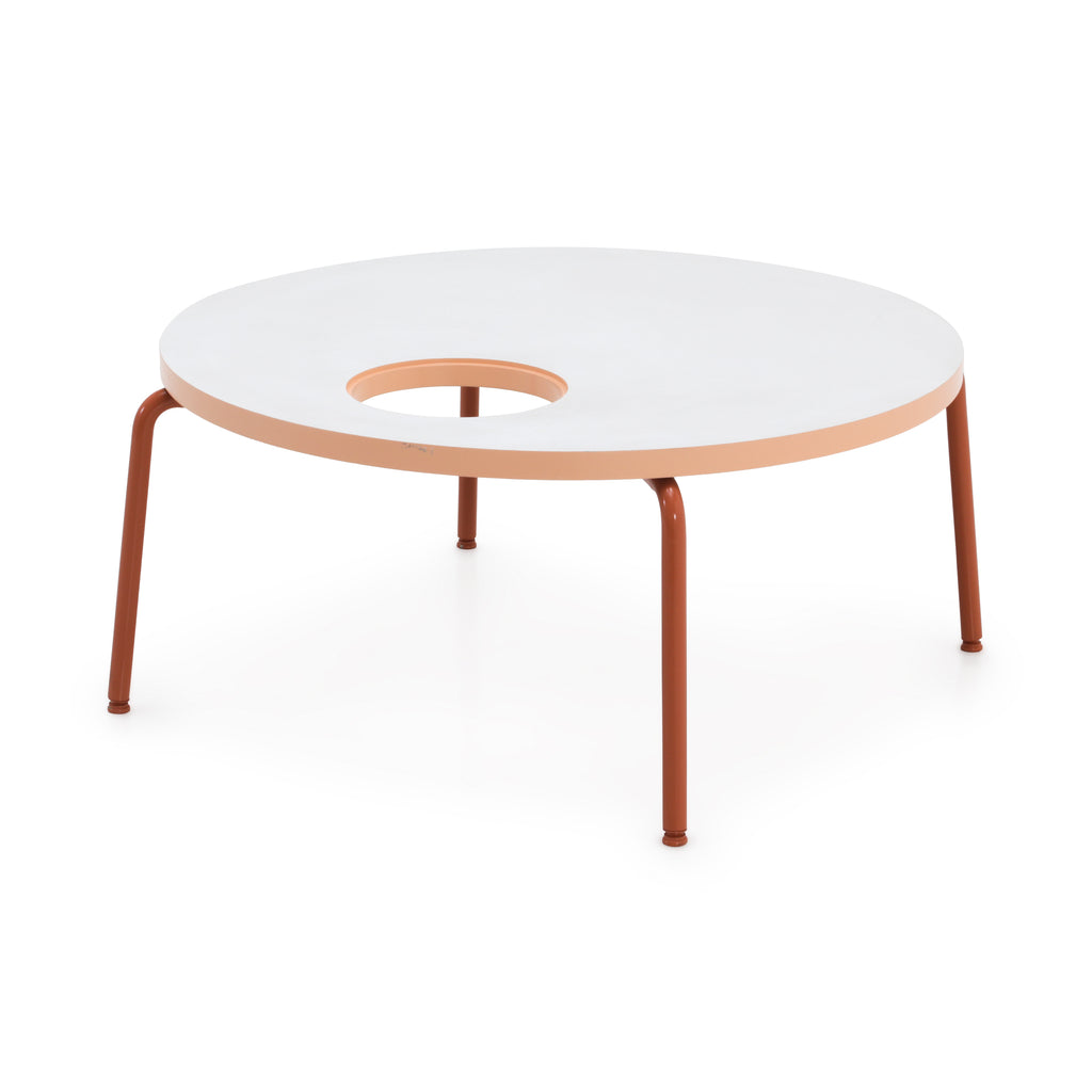 White / Peach Circle Cutout Coffee Table