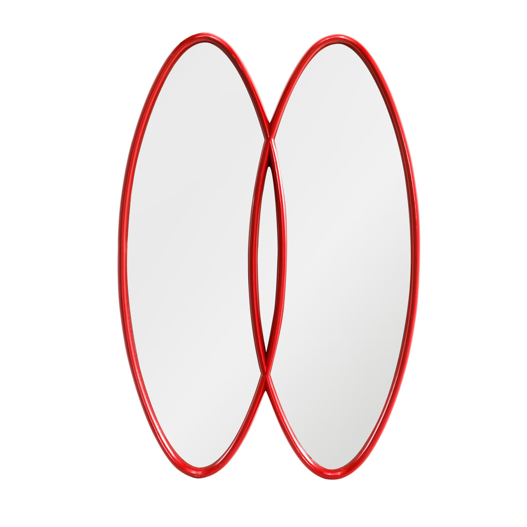 Red Double Oval Mirror