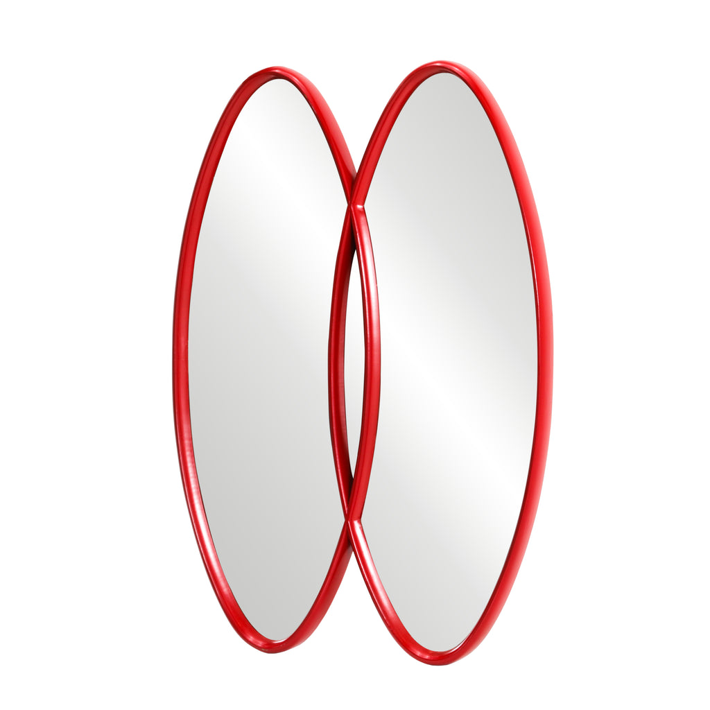 Red Double Oval Mirror