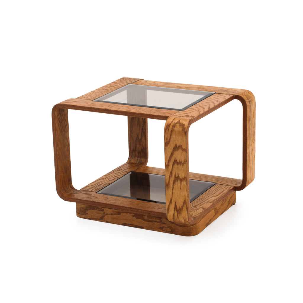 Wood & Glass Open Side Table