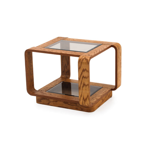 Wood & Glass Open Side Table