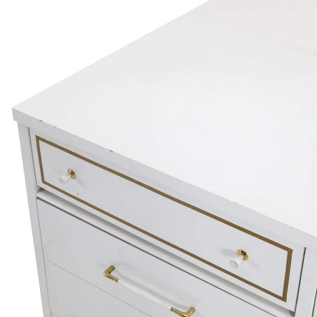 Small White Desk Vanity w Rectangle Mirror