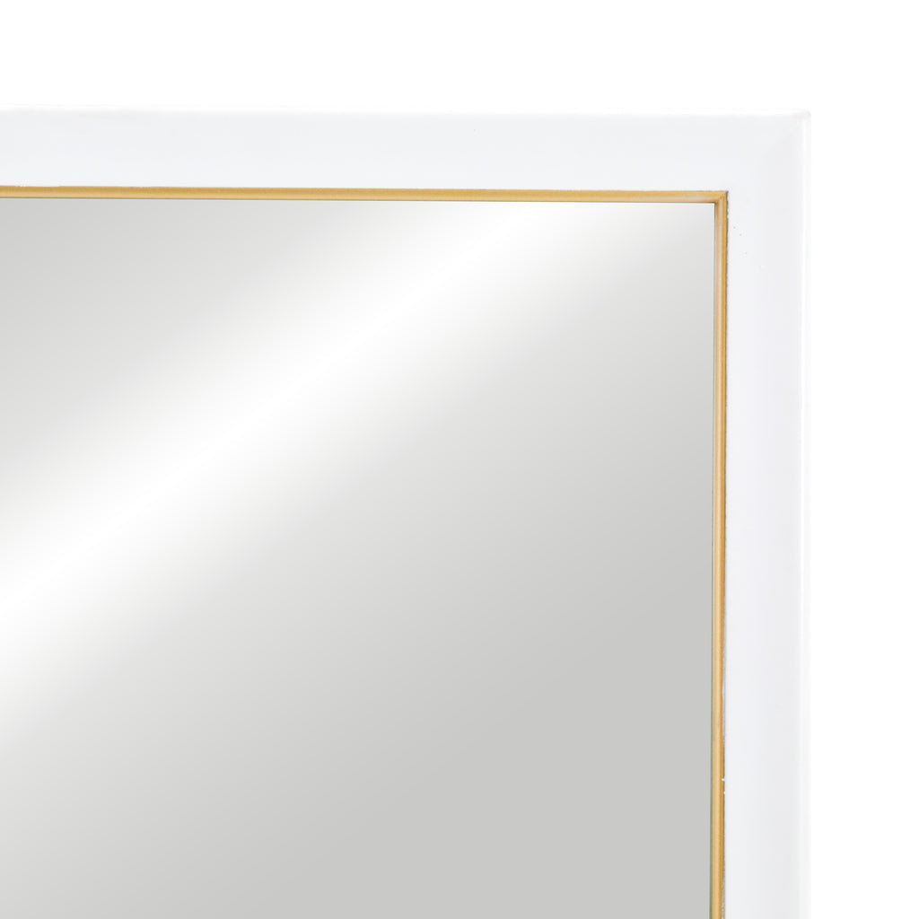 Small White Desk Vanity w Rectangle Mirror