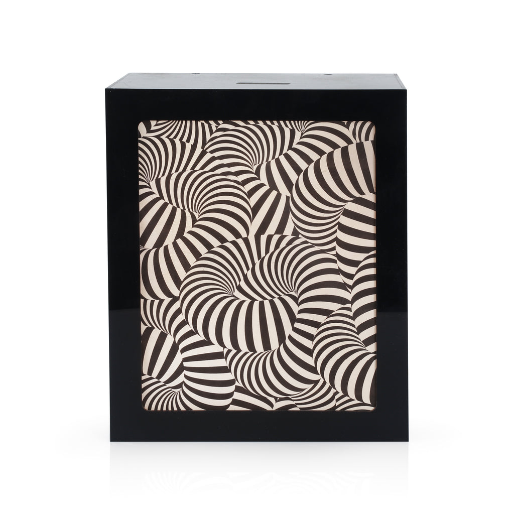 White & Black Psychedelic Pattern Box Lamp