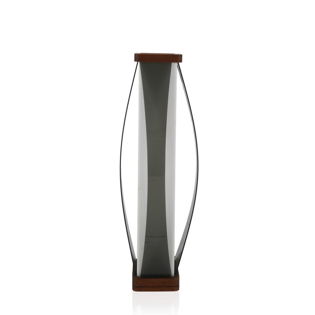 White Rectangle Floor Lamp with Wood Trim
