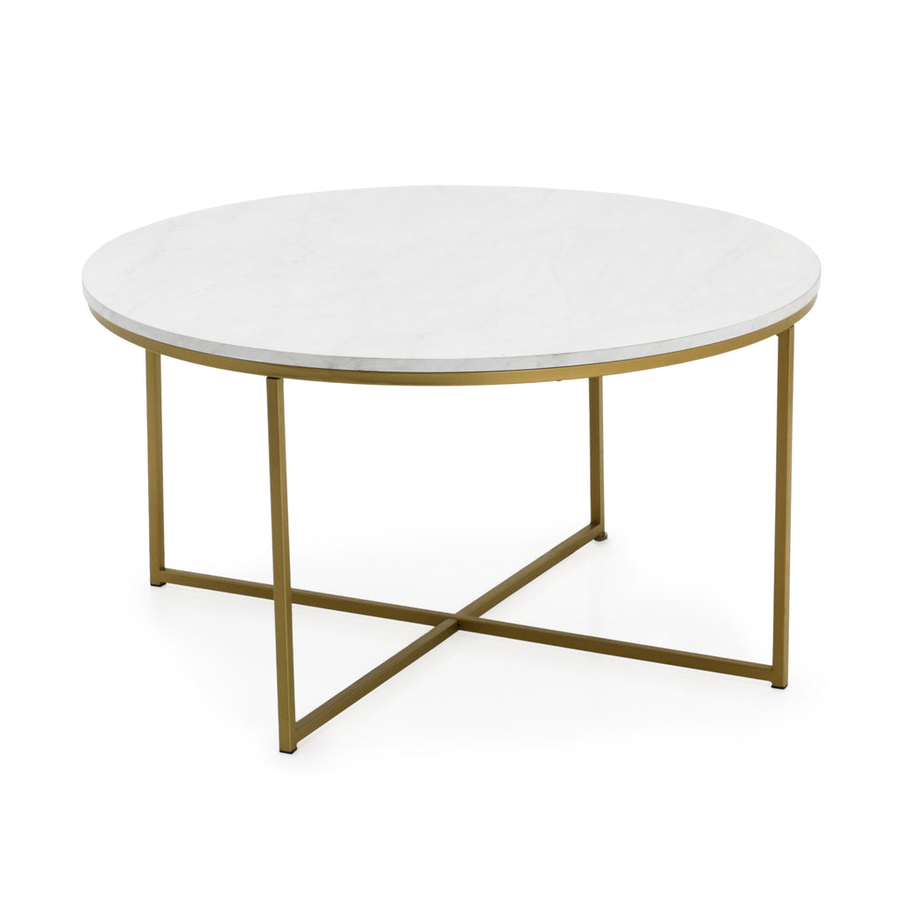 White / Gold Round Coffee Table